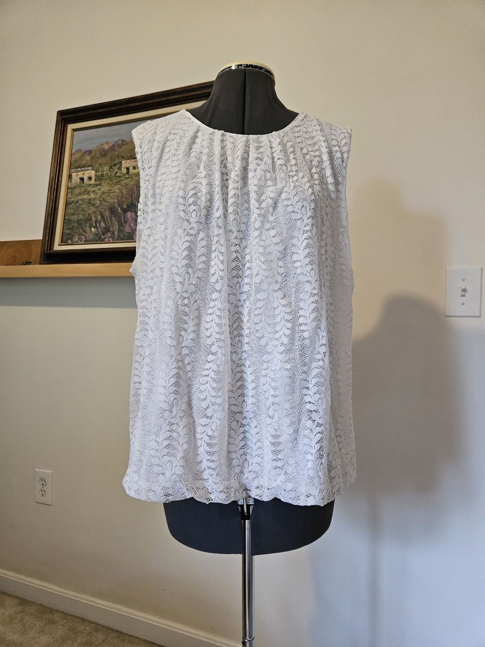 Liz Claiborne White Lace Sleeveless Blouse